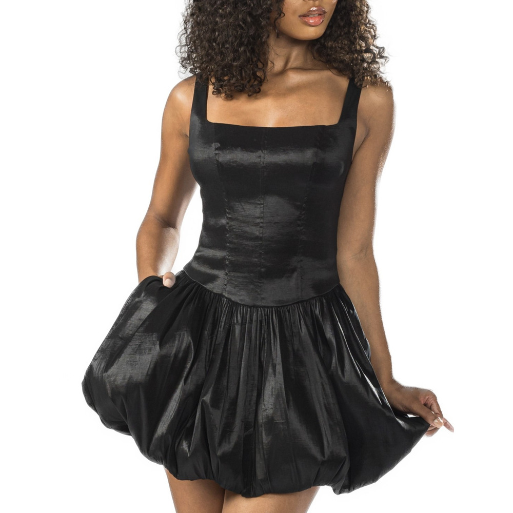 Alex & Sophia Women's Juniors' Square-Neck Bubble-Hem Fit & Flare Dress 7/8